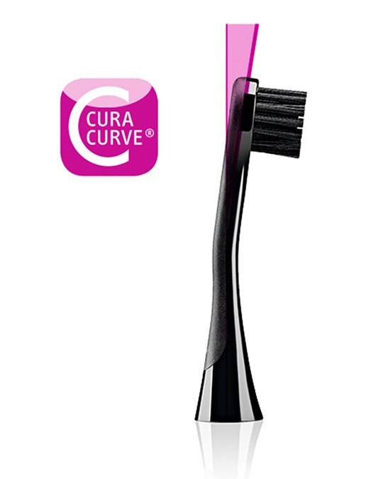 Curaprox Black is White Testine di Ricambio Hydrosonic Carbon Duo - 2 Pezzi, Sbiancamento Delicato e Rimozione Placca Efficace