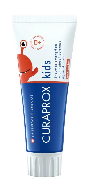 Curaprox Kids Dentifricio Fragola 60 ml - Senza Fluoro, senza SLS e triclosano, ideale per bambini dai 2 anni
