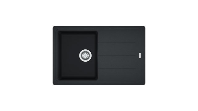Franke Boston BFG 611-78 - Lavello da Incasso in Fragranite Nero, 1 Vasca con Gocciolatoio Reversibile, Dimensioni 780 x 500 mm, Profondità 200 mm