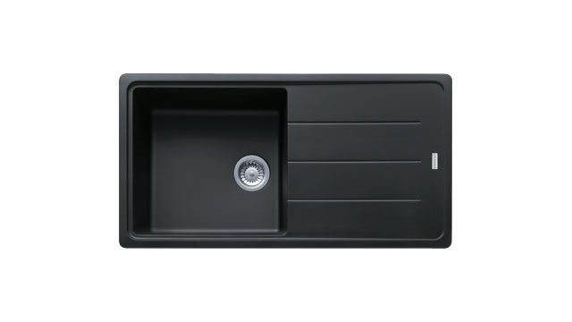 Franke Boston BFG 611-97 - Lavello da Incasso in Fragranite Nero, 1 Vasca con Gocciolatoio Reversibile, Dimensioni 97 x 50 cm