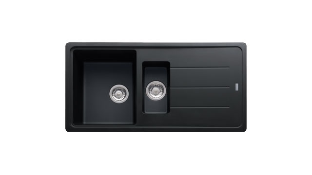 Franke Boston BFG 651 Lavello da Incasso in Fragranite Nero, 1 Vasca e 1/2 con Gocciolatoio Reversibile, Dimensioni 97 x 50 cm