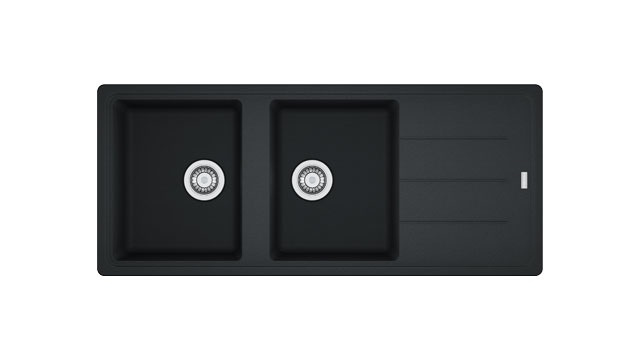 Franke Boston BFG 621 - Lavello da Incasso in Fragranite Nero con 2 Vasche e Gocciolatoio Reversibile, Dimensioni 116 x 50 cm