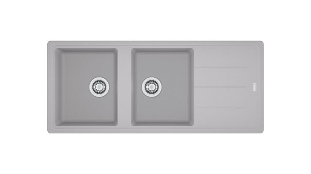 Franke Boston BFG 621 - Lavello da Incasso in Fragranite Alluminio, 2 Vasche 340 x 420 mm, Gocciolatoio Reversibile, Dimensioni 1160 x 500 mm