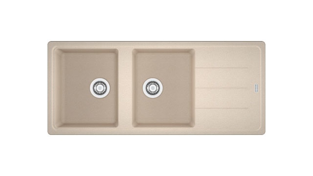 Franke Boston BFG 621 - Lavello da Incasso in Fragranite Avena, 2 Vasche 340x420 mm, Gocciolatoio Reversibile, Dimensioni 1160x500 mm