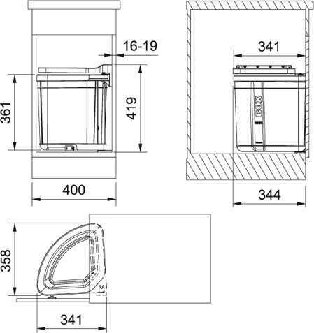 Franke Sorter Pivot - Cestino per rifiuti integrato, Nero, Design flessibile e robusto