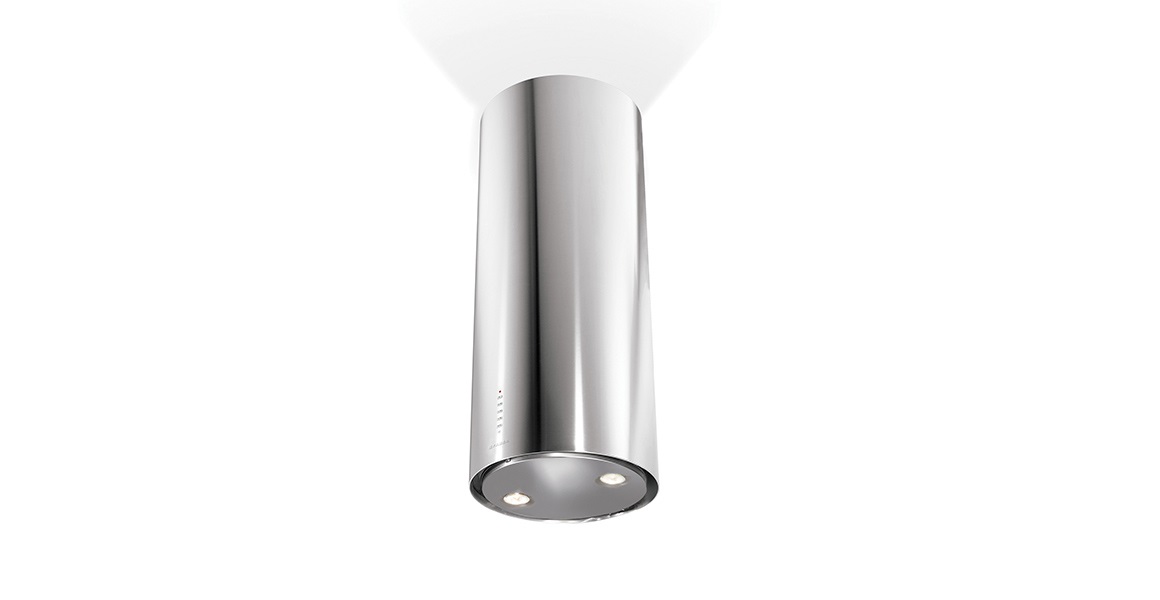 Faber CYLINDRA ISOLA EV8 X A37 Cappa Aspirante a Isola Ø 37 cm in Acciaio Inox 570 m³/h