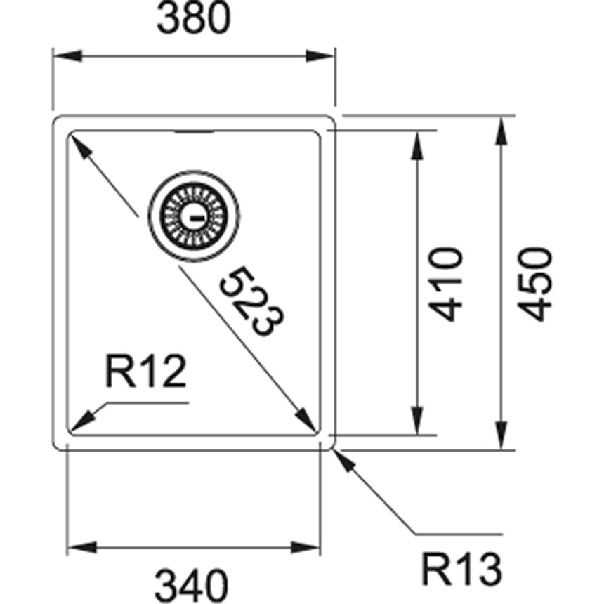 Franke BXX 110-34/BXX 210-34 Lavello ad Incasso Rettangolare in Acciaio Inox Satinato 1 Ciotola 38x45 cm