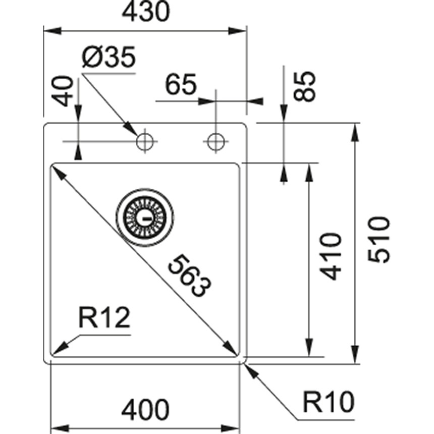 Franke BXX 210-40 TL Lavello ad incasso Rettangolare in Acciaio Inox Satinato 1 Vasca 43x51 cm