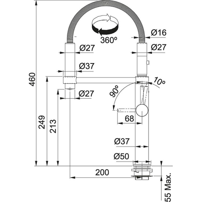 Franke 115.0393.976 Miscelatore da Cucina Monocomando con Doccetta Orientabile e Rotazione 360° - Cromo
