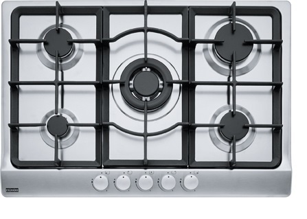 Franke FHSL 755 4 GAV TC XS C - Piano Cottura a Gas 75 cm con 5 Fuochi, Acciaio Inox, Accensione Elettronica e Valvole di Sicurezza