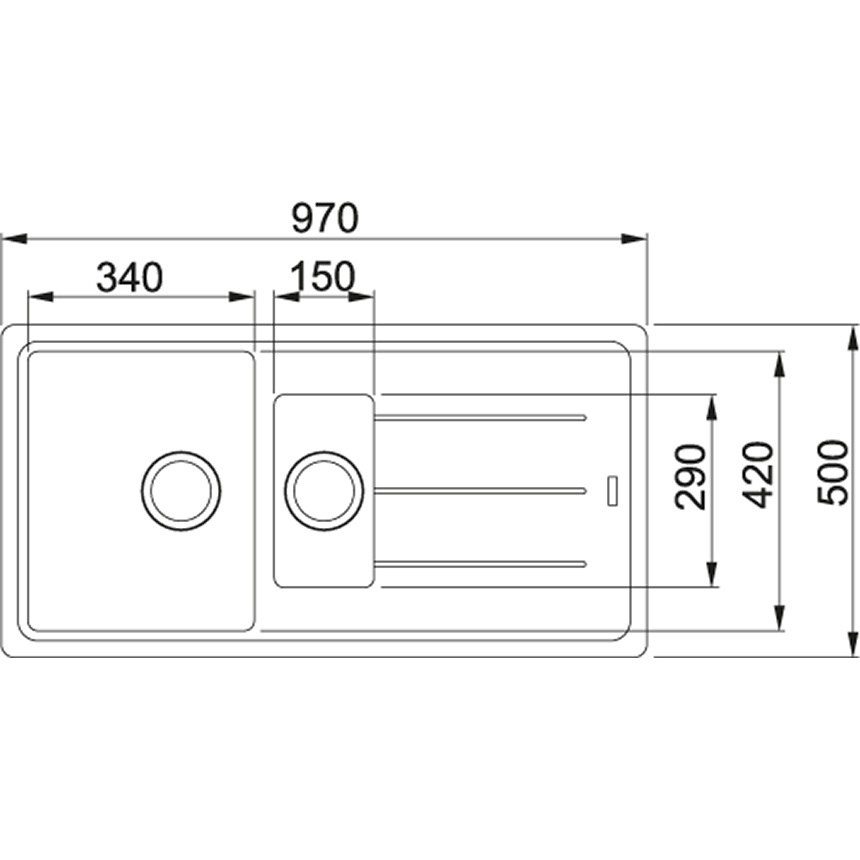 Franke BFG 651 Lavello ad incasso Rettangolare in Fragranito Oyster, 1 Vasca e 1/2 con Gocciolatoio Reversibile, Dimensioni 97 x 50 cm