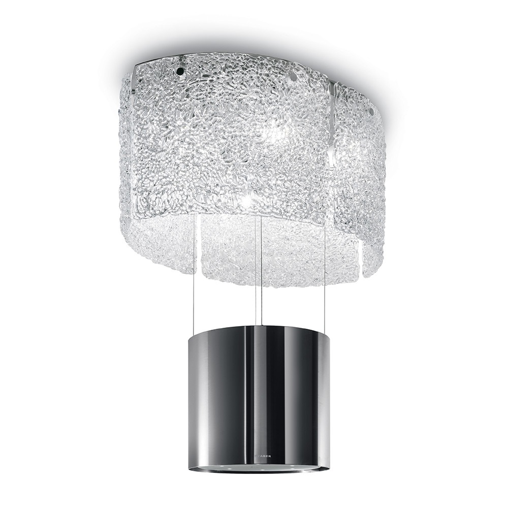 FABER NEST PLUS KL Cappa Aspirante a Isola 90 cm Acciaio Inox e Vetro 590 m³/h Classe A con Illuminazione LED