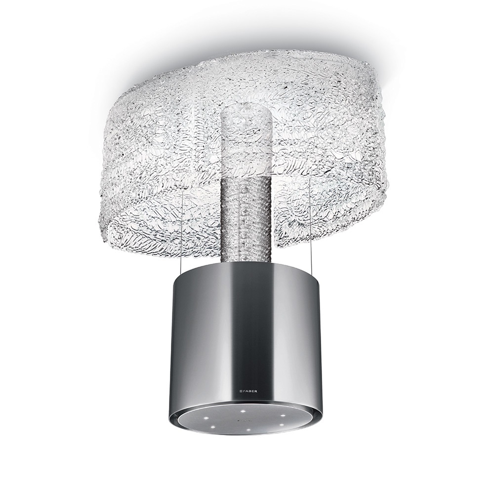 FABER NEST PLUS KL Cappa Aspirante a Isola 90 cm Acciaio Inox e Vetro 590 m³/h Classe A con Illuminazione LED