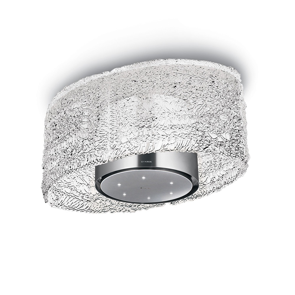 FABER NEST PLUS KL Cappa Aspirante a Isola 90 cm Acciaio Inox e Vetro 590 m³/h Classe A con Illuminazione LED