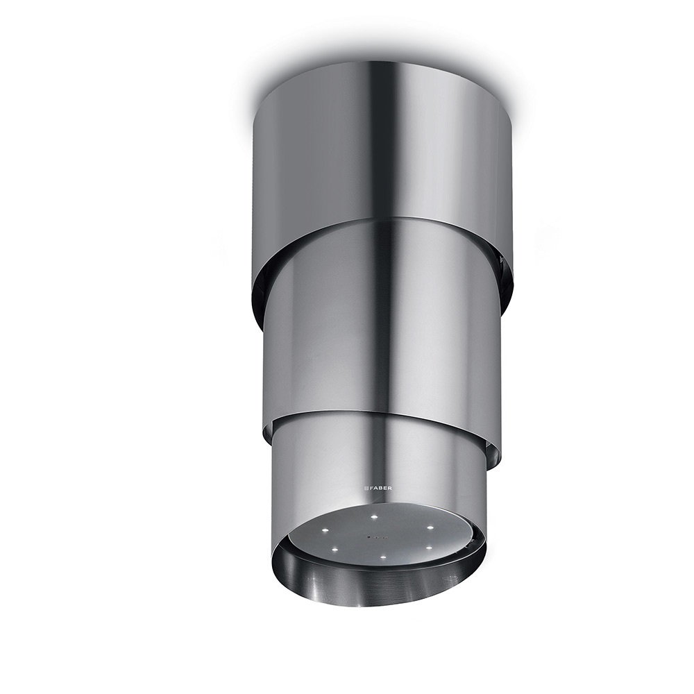 FABER S.p.A. Pareo Evo Plus Cappa Aspirante a Isola in Acciaio Inox 590 m³/h, 50 cm, Classe Energetica A, 64 dB