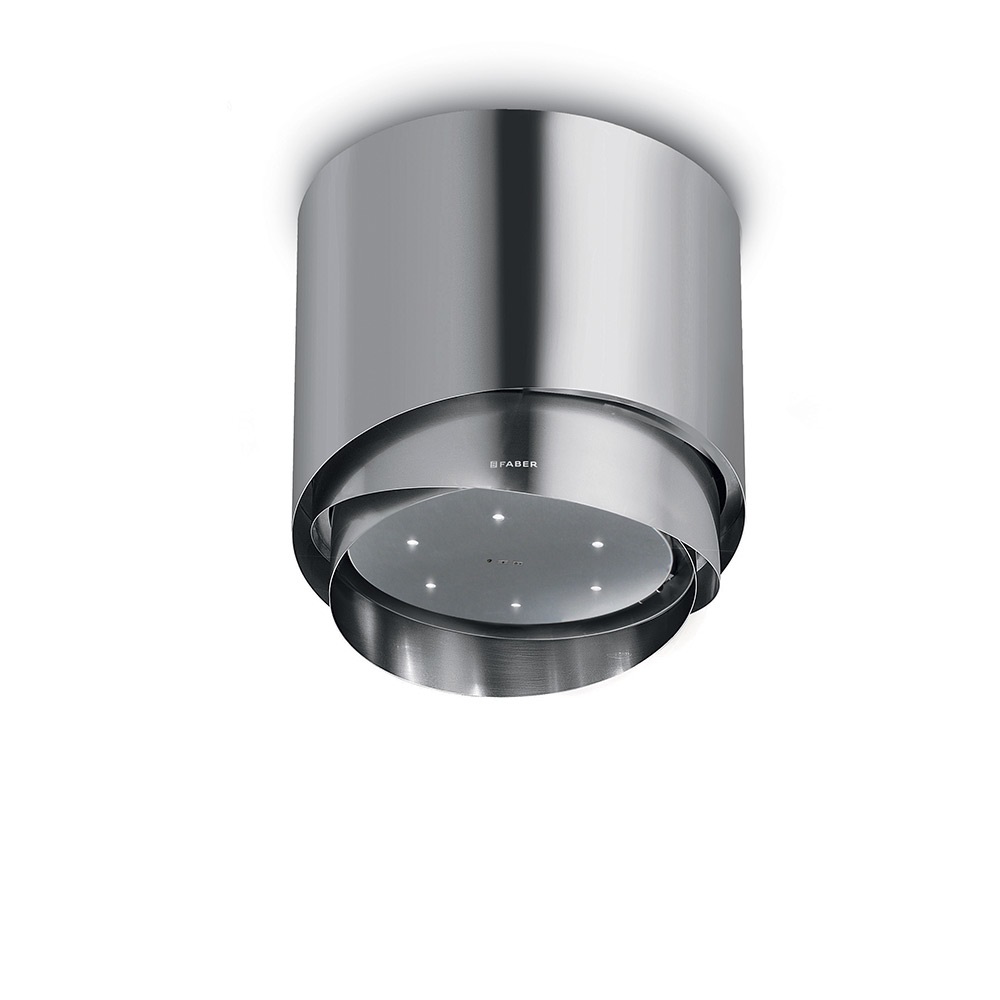 FABER S.p.A. Pareo Evo Plus Cappa Aspirante a Isola in Acciaio Inox 590 m³/h, 50 cm, Classe Energetica A, 64 dB