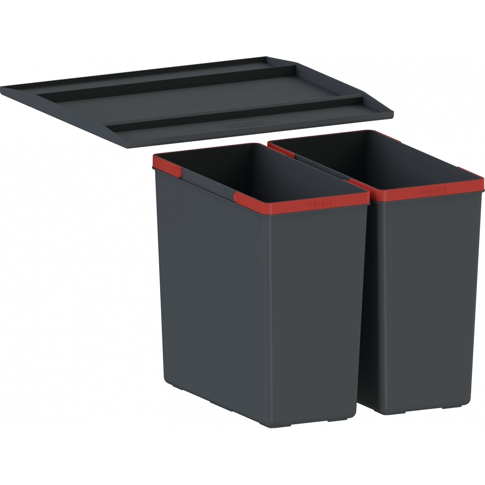 Franke Easysort 450-2-0 - Contenitore per raccolta differenziata a 2 scomparti, 28 litri, nero, materiale riciclato antisettico