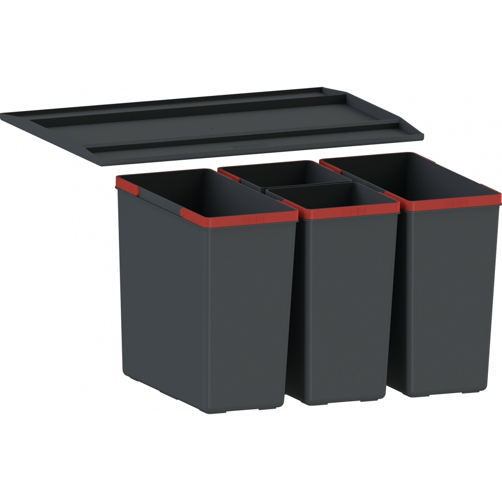 Franke Easysort 600-2-2 - Sistema di raccolta differenziata a 4 scomparti, 42 litri, Nero, Plastica antisettica