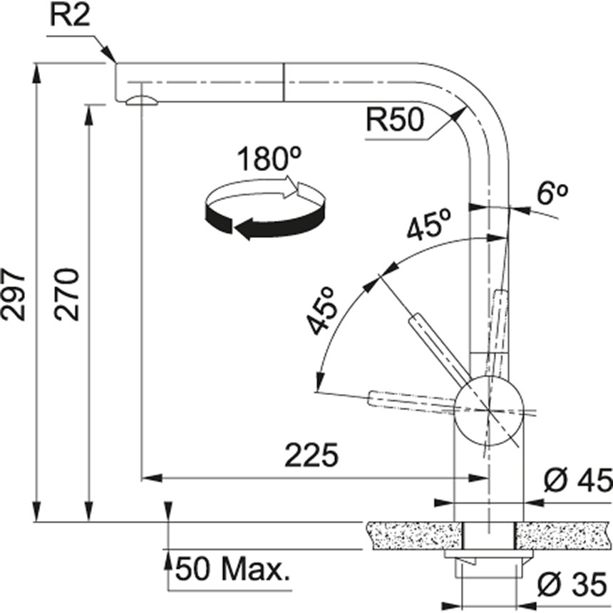 Franke Atlas Neo Rubinetto da Cucina Sottofinestra con Beccuccio Estraibile in Acciaio Inox Satinato, Doccetta Orientabile, Leva Sanitaria