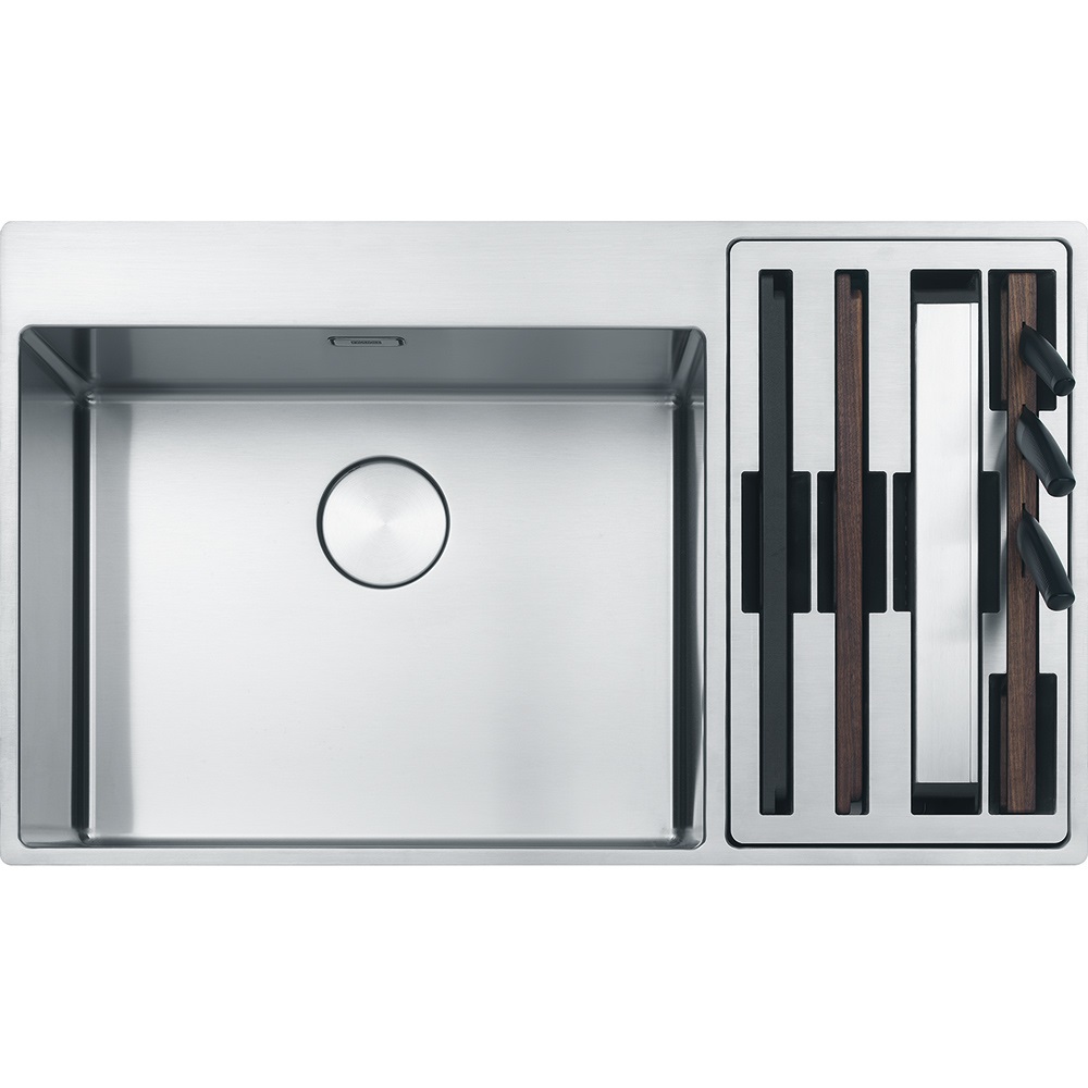 Franke BWX 220-54-27 Lavello da Incasso 2 Vasche in Acciaio Inox Satinato 86 x 51 cm con Vano Accessorio a Destra Semifilo/Filotop