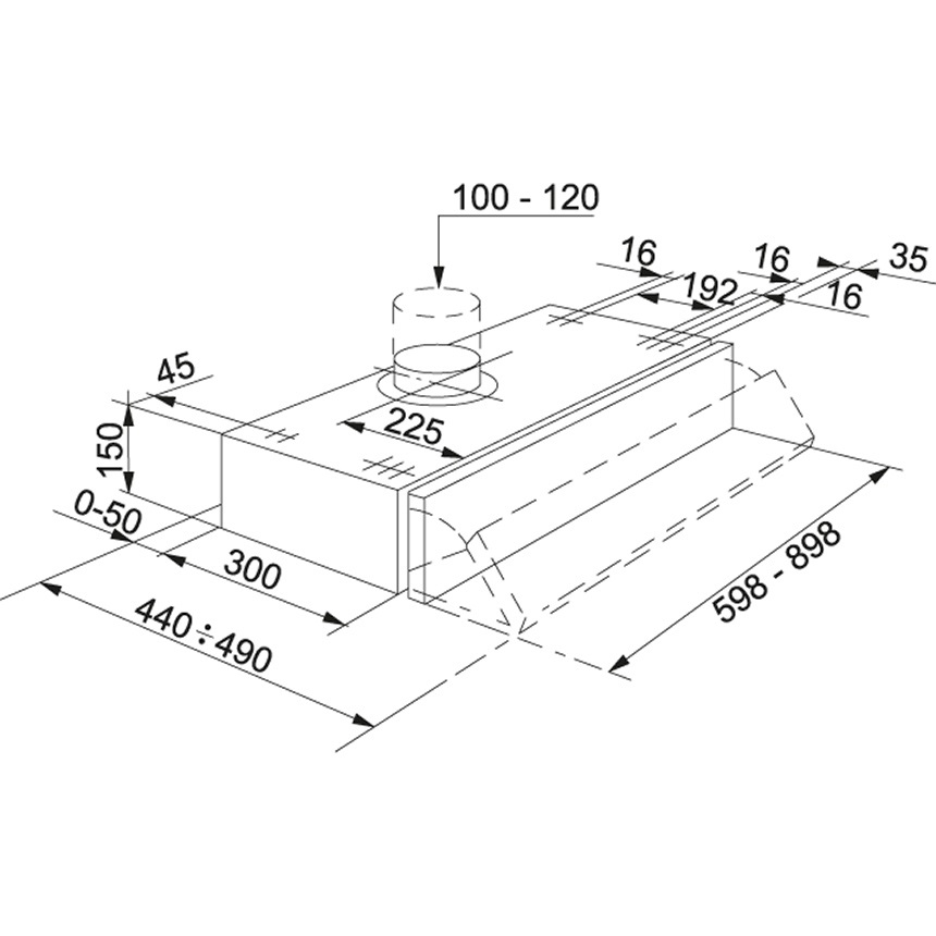 Franke FSI 632 Cappa Integrata a Parete Grigia 60 cm - Classe Energetica D, 3 Velocità, Flusso d'Aria fino a 225 m³/h