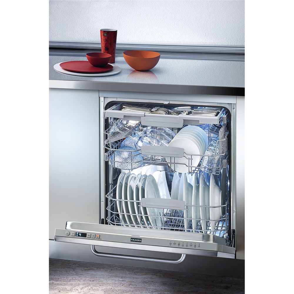 Franke Lavastoviglie da Incasso FDW 614 D7P DOS D, 60 cm, 14 Coperti, Classe Energetica D, 8 Programmi, Emissione Acustica 43 dB, Acciaio Inox