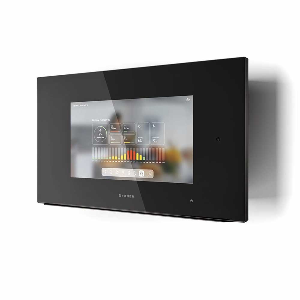 FABER S.p.A. K-AIR A80 Cappa aspirante a parete 80 cm Nero e Marrone Chiaro 700 m³/h con Touch Screen e Air Quality Sensor