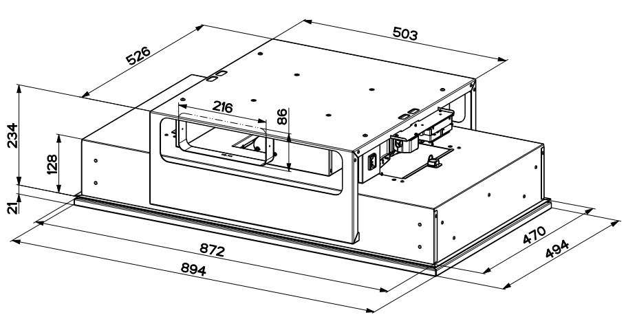 FABER S.p.A. Inside UP IX A90 Cappa a soffitto integrata in Acciaio inox 90 cm 700 m³/h Classe B con illuminazione LED e comandi touch