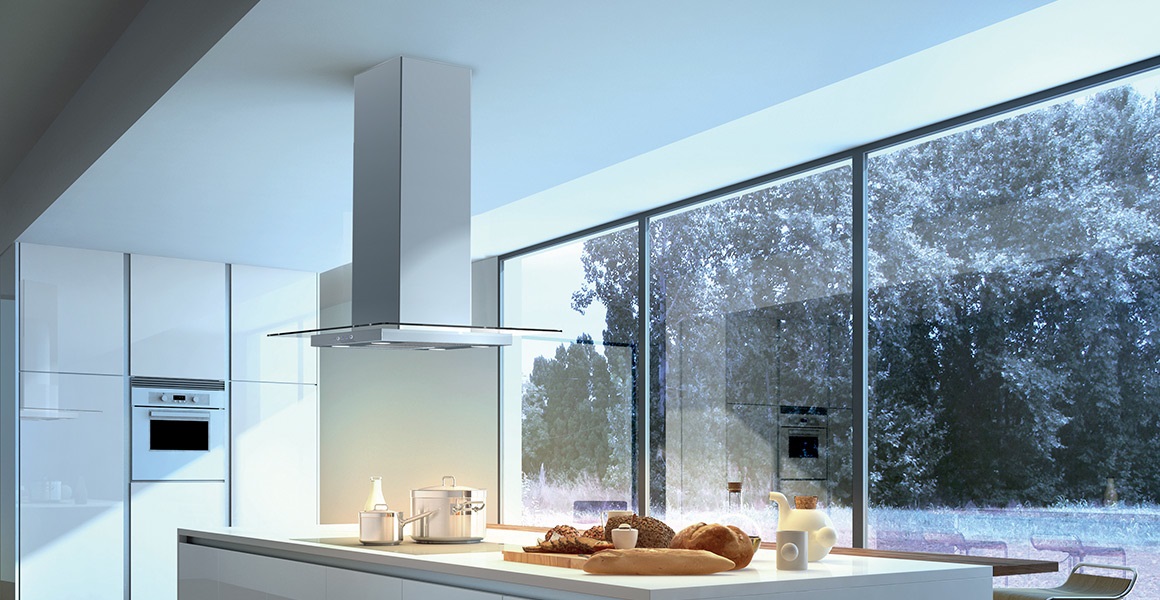 Faber GLASSY ISOLA/SP EV8 X/V NS A90 Cappa Aspirante a Isola 90 cm in Acciaio Inox e Vetro, 700 m³/h, 4 Velocità, Classe B