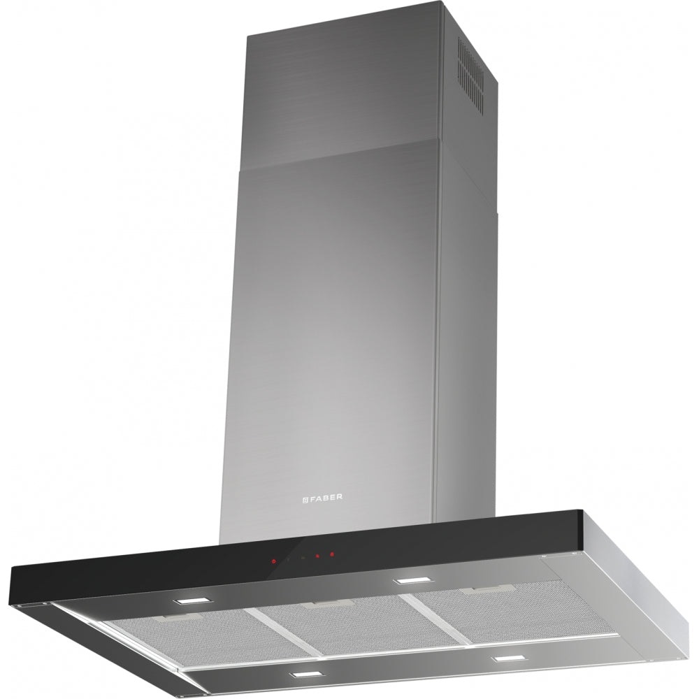 Faber STILO GLASS SMART ISOLA A90 Cappa ad Isola 90 cm Acciaio Inox e Vetro Nero 610 m³/h Classe B