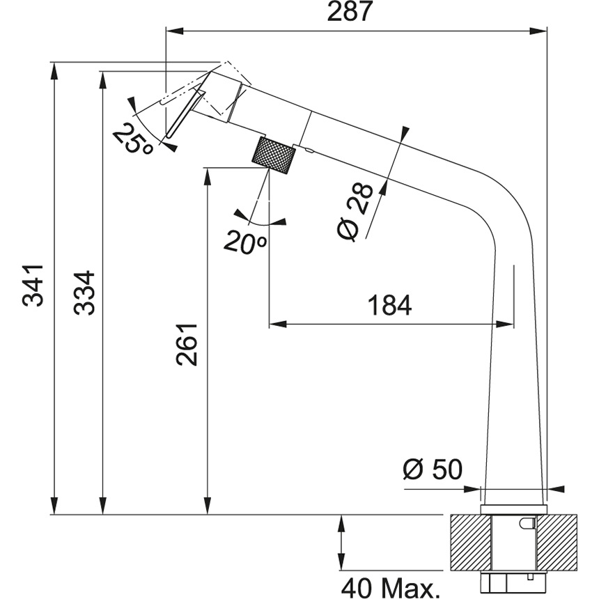 Franke Icon Miscelatore Monocomando Nero Opaco con Canna Girevole, Rotazione 120°, Altezza 34,1 cm