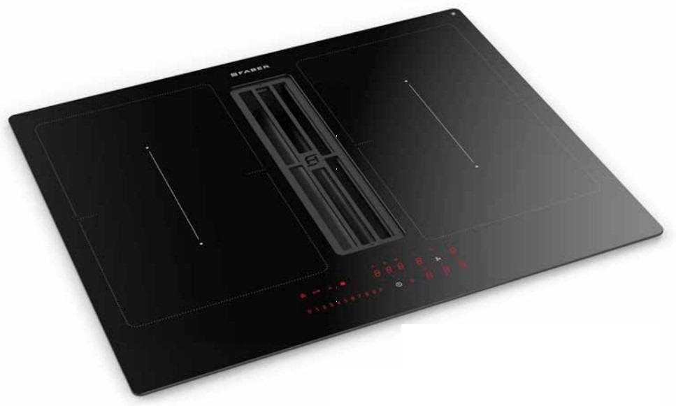 Faber GALILEO SMART BK A600 Piano Cottura a Induzione 60 cm con Cappa Integrata, Vetro Nero, 4 Zone di Cottura, Classe A