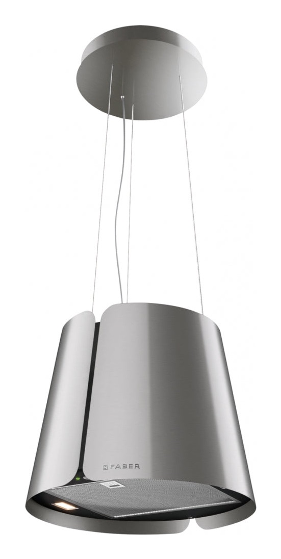 Faber S.p.A. Beat X/BK MATT F45 Cappa aspirante a isola in Acciaio inox e Nero opaco, Diametro 43 cm, 740 m³/h, Classe A