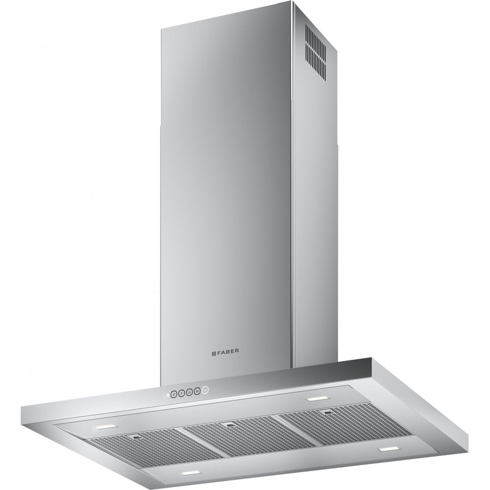 Faber Bella Silence Isola X A90 - Cappa a isola 90 cm in acciaio inox con 470 m³/h, controlli touch e illuminazione a LED