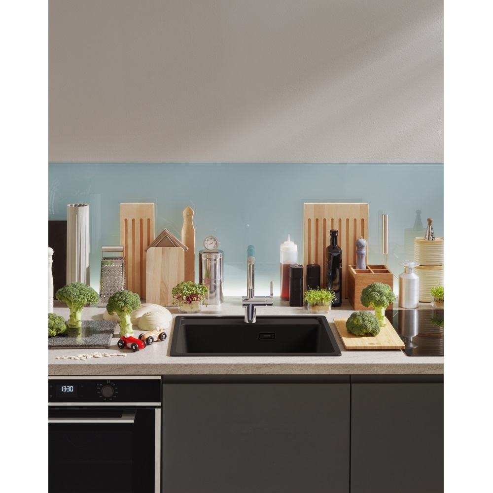 Franke MRG 610-52 TL Lavello da Incasso in Fragranite Nero Opaco, 1 Vasca, 56 x 51 cm