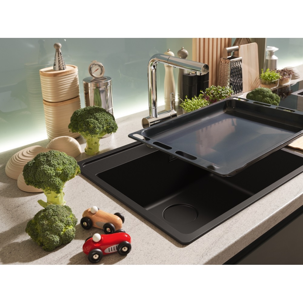 Franke MRG 610-52 TL Lavello da Incasso in Fragranite Nero Opaco, 1 Vasca, 56 x 51 cm