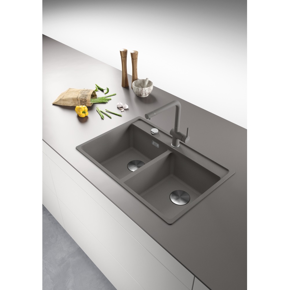 Franke MRG 620-35-35 TL Lavello ad Incasso in Fragranite Stone Grey con 2 Vasche 76 x 51 cm
