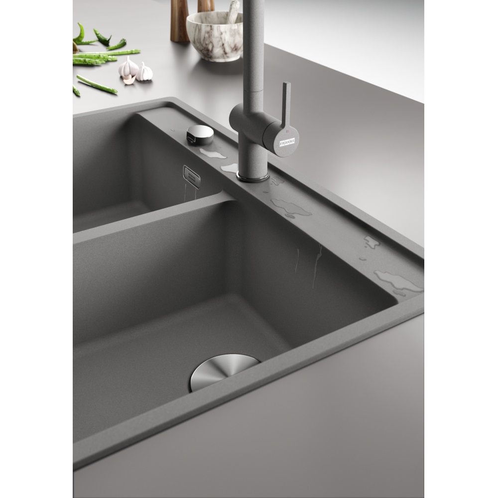 Franke MRG 620-35-35 TL Lavello ad Incasso in Fragranite Stone Grey con 2 Vasche 76 x 51 cm
