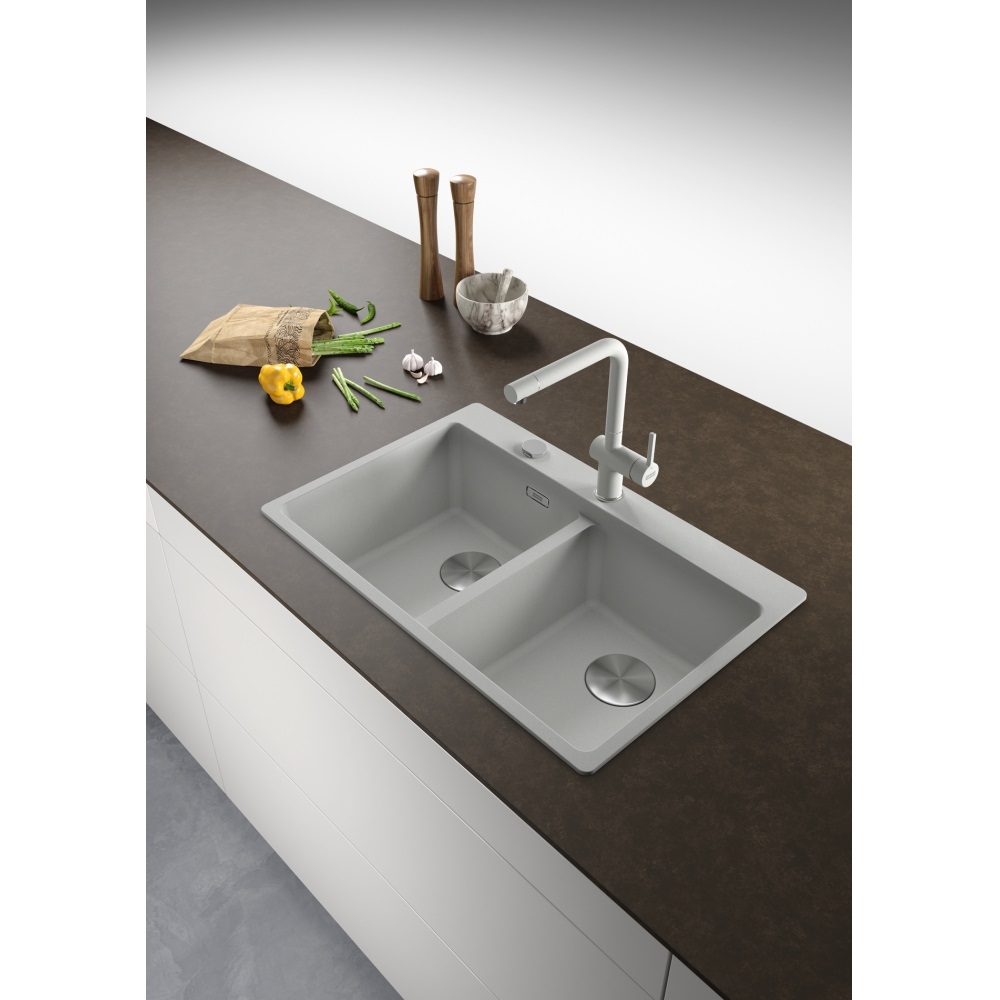 Franke MRG 620-34-34 FTL Lavello da Incasso in Fragranite Alluminio 76 x 50 cm con 2 Vasche