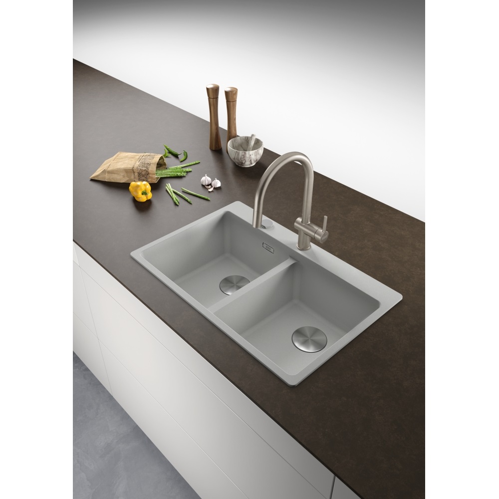 Franke MRG 620-34-34 FTL Lavello da Incasso in Fragranite Alluminio 76 x 50 cm con 2 Vasche