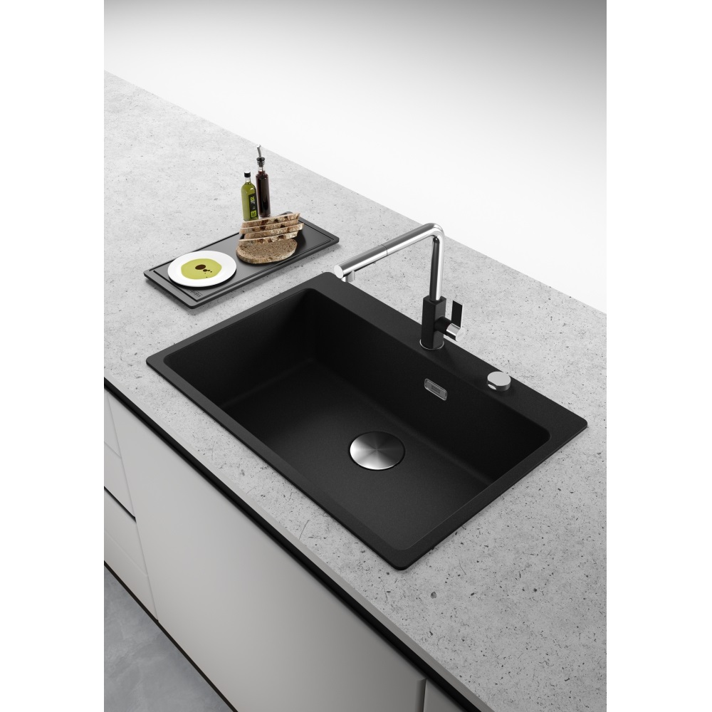 Franke MRG 610-73 FTL Lavello Montato su Piano in Fragranito Nero, 1 Vasca 78 x 50 cm