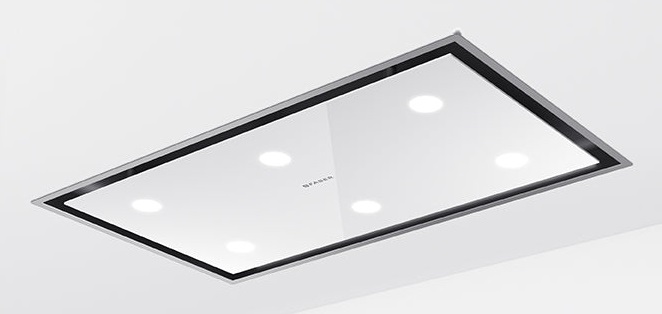 Faber HEAVEN BRIGHT A90 G/WH KL - Cappa Aspirante Integrata a Soffitto 90 cm in Acciaio Inox e Vetro Bianco, 750 m³/h, Classe A