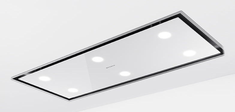 Faber HEAVEN BRIGHT A120 G/WH KL Cappa a Soffitto 120 cm Aspirante Vetro Bianco 750 m³/h Classe A con Connettività K-LINK