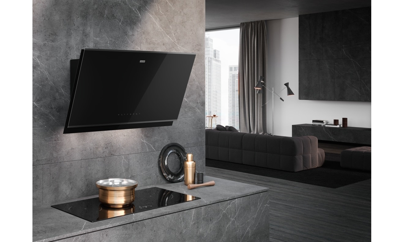 Franke FMY PRO 907 FM BK/BK MATT Cappa a parete 90 cm Cristallo Nero 450 m³/h A Touch Control