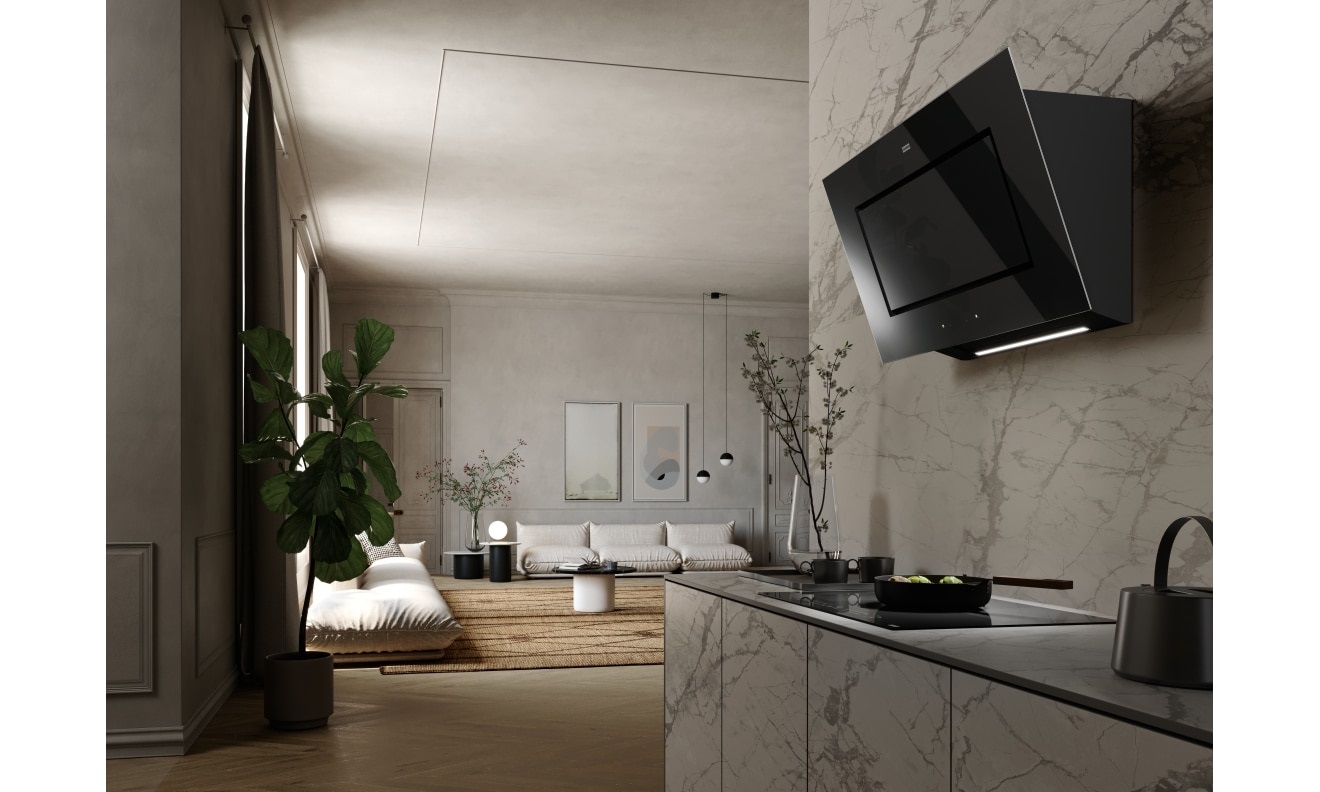 Franke FMY PER PRO BK F90 - Cappa aspirante a parete 90 cm, Cristallo Nero, 450 m³/h, A , Touch Control