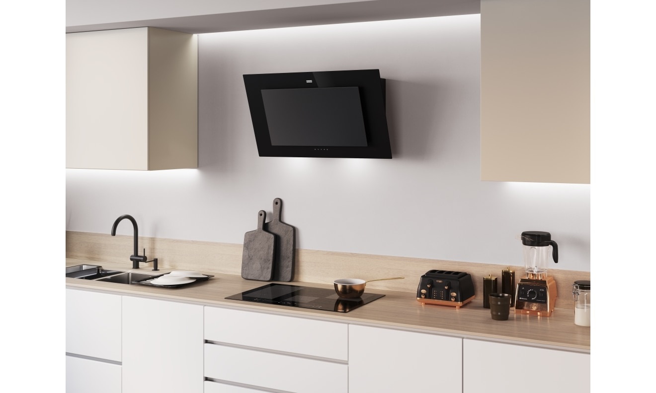 Franke Cappa a Parete Maris Matt Pro FMA PRO 907 BK/BK MATT 90 cm Cristallo Nero Classe A 450 m³/h