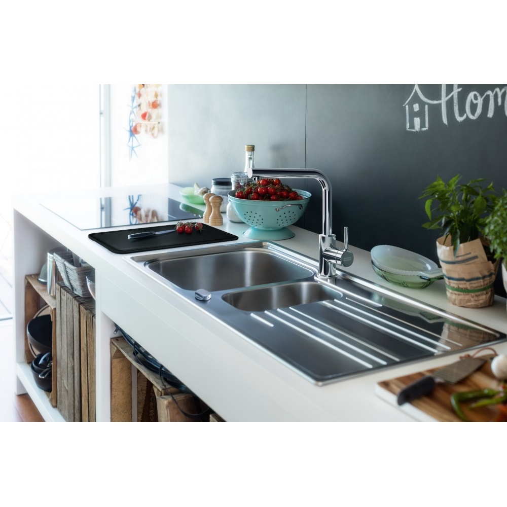 Franke Miscelatore Cucina Monocomando Lina L Cromo con Canna Girevole 360° e Leva Laterale