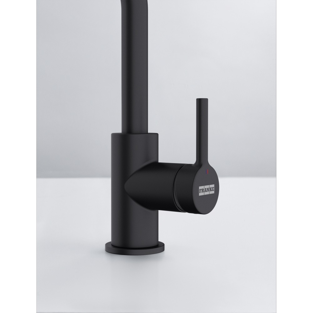 Franke Lina L Miscelatore da Cucina Monocomando Black Matt - Altezza 33 cm, Rotazione Canna 360°