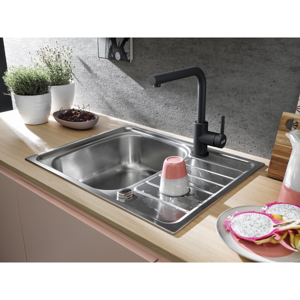 Franke Lina L Miscelatore da Cucina Monocomando Black Matt - Altezza 33 cm, Rotazione Canna 360°