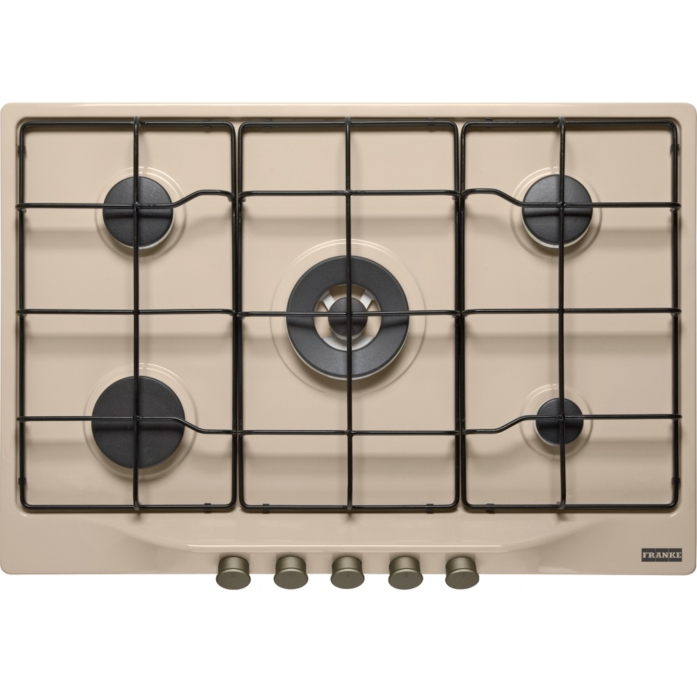Franke FCH 750 OA Piano Cottura da Incasso 75 cm Gas 5 Fuochi (1 Bruciatore Tripla Corona) Colore Nero e Crema